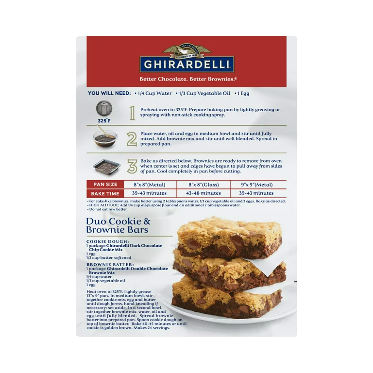 Ghirardelli Double Chocolate Premium Cake Mix, Includes Chocolate Chips, 12.75 oz Box
