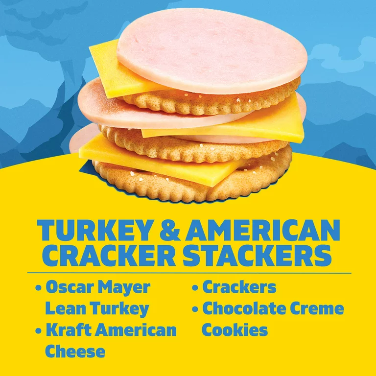 Lunchables Turkey & American Cheese Cracker Stackers with Cookies | 3.4oz Tray