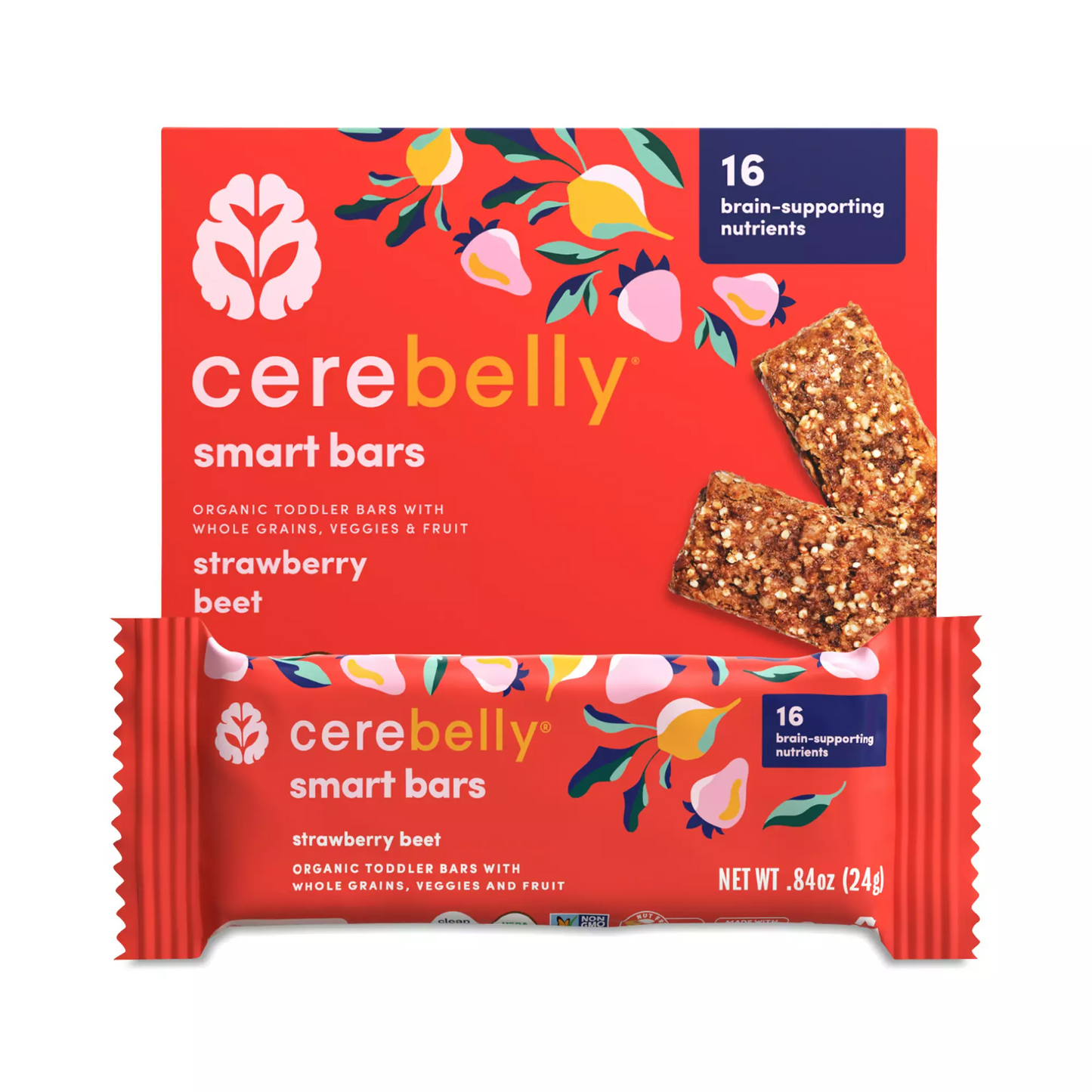 Cerebelly, Smart Bar, Organic Strawberry & Beet
