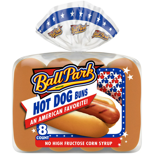 Ball Park Pre-Sliced Bakery Fresh Classic White Hot Dog Buns, 8-Pack, 13 Ounces