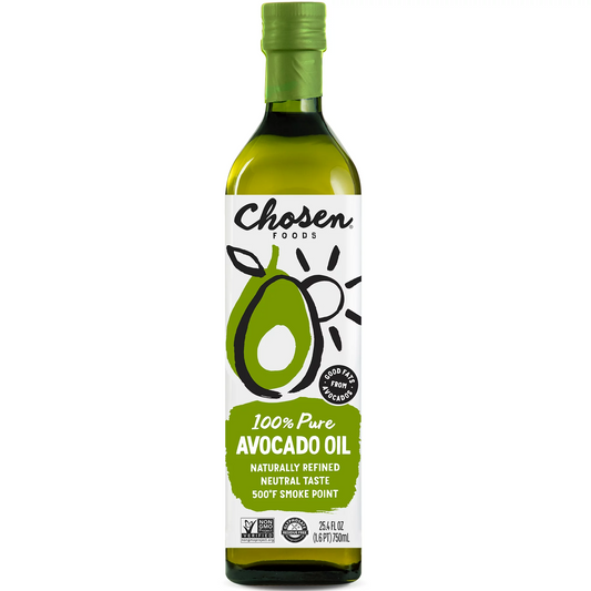 Chosen Foods 100% Pure Avocado Oil, 25.4 floz Glass Bottle, Non-GMO