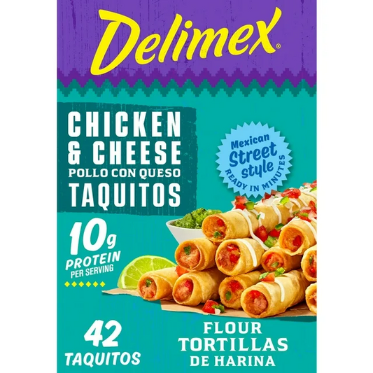 Delimex Chicken & Cheese Large Flour Taquitos Frozen Snacks & Appetizers, 42 Ct Box Jumbo