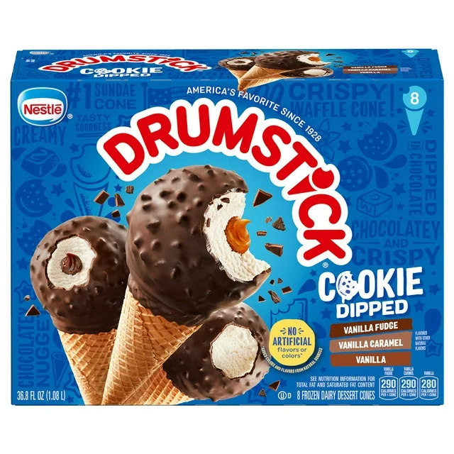 Drumstick Cookie Dipped Ice Cream Cones Variety Pack, 8 Ct