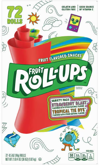 Fruit Roll-Ups, Variety Pack, 72 ct