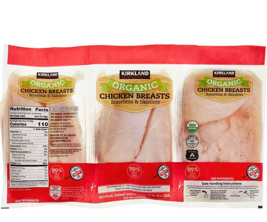 Kirkland Signature Organic Chicken Breasts, Boneless Skinless | $6.28/lb