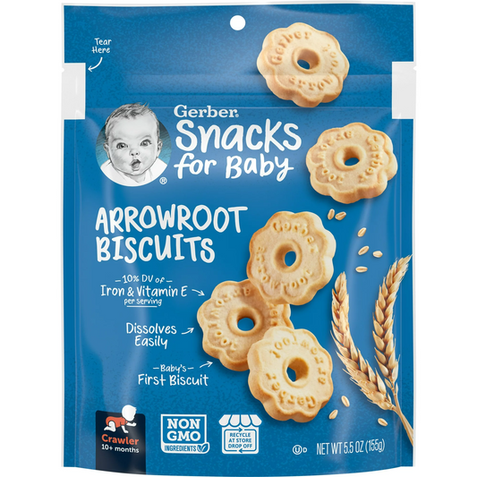 Gerber Snacks for Baby Biscuits, Arrowroot, 5.5 oz Bag