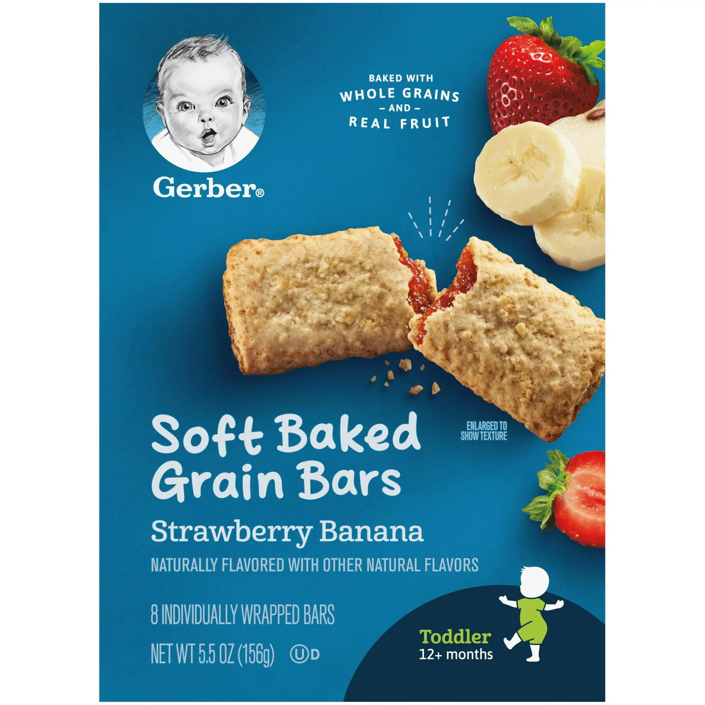 Gerber Snacks for Toddler Soft Baked Grain Bars, Strawberry Banana, 5.5 Ounce