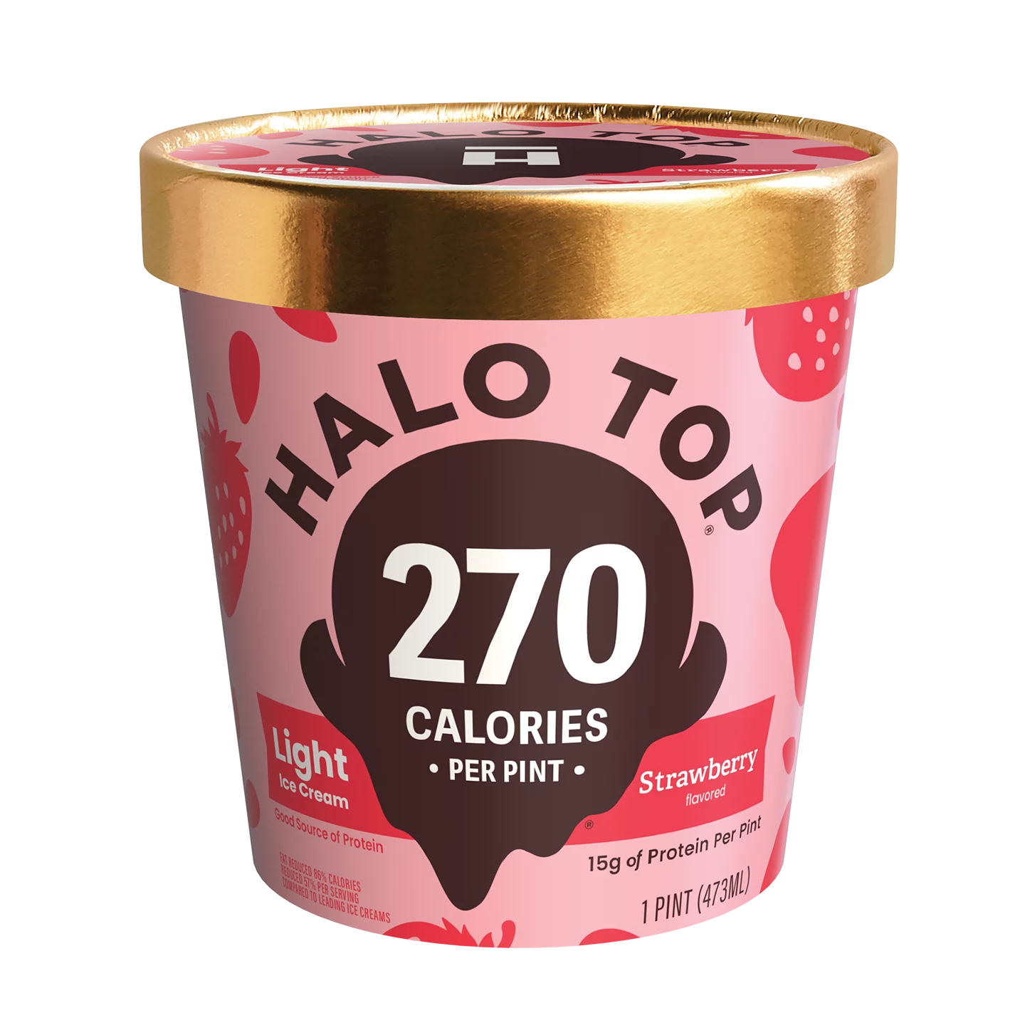 Halo Top Strawberry Light Ice Cream, 16 fl oz Pint