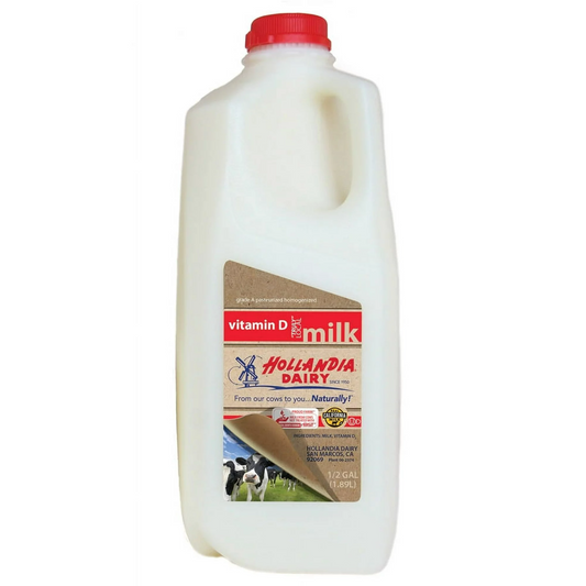 Hollandia Dairy Vitamin D Whole Milk, Half Gallon