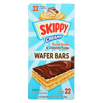 Skippy Peanut Butter & Chocolate Fudge Wafer Bar, 1.3 oz, 22-Count
