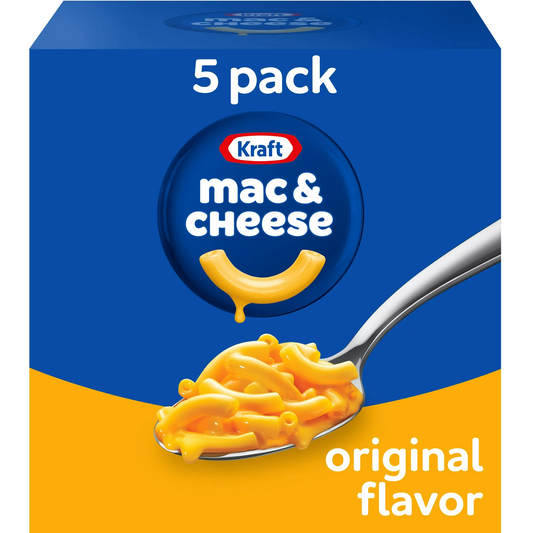 Kraft Original Mac N Cheese Macaroni and Cheese Dinner, 5 Ct Pack, 7.25 oz Boxes Regular