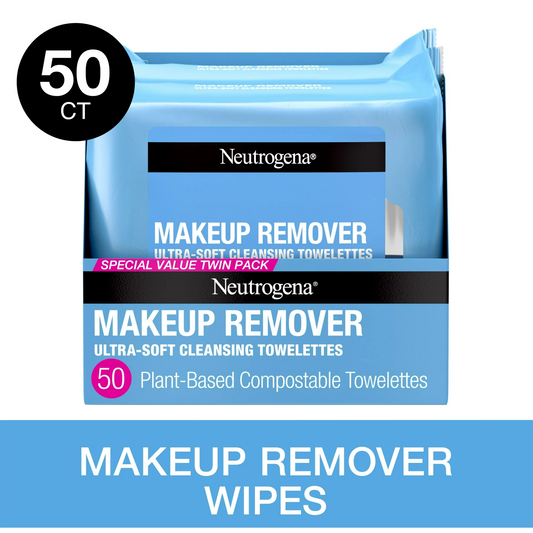 Neutrogena Makeup Remover Wipes and Face Cleansing Towelettes, 25 Count, (2 Pack)