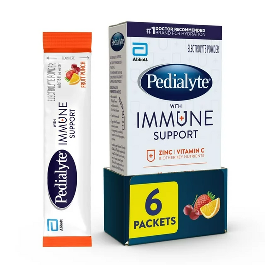 Pedialyte with Immune Support Electrolyte Powder, Fruit Punch, 0.49 oz, 6 Count
