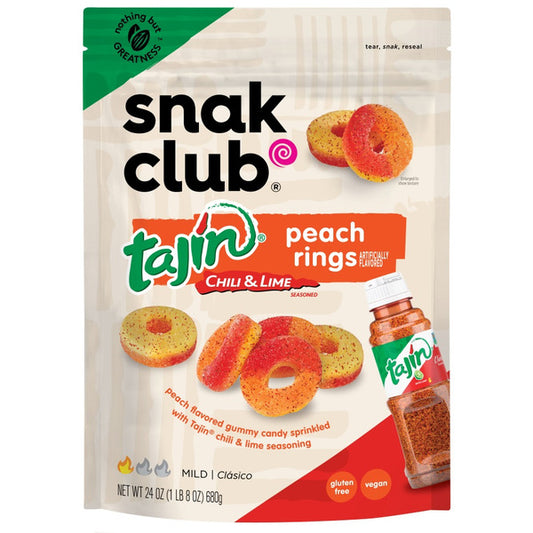 Snak Club Tajin Peach Rings, 24 oz