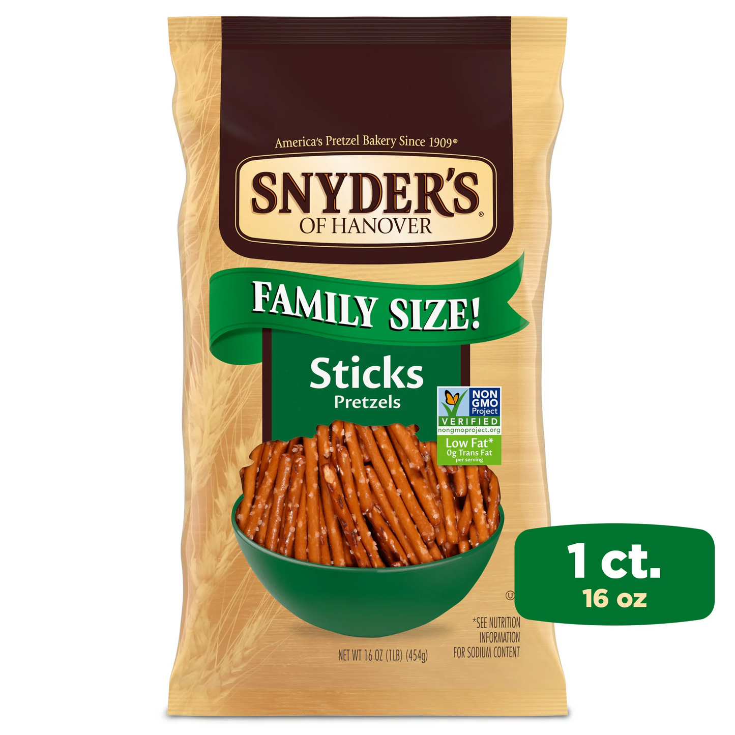 Snyder's of Hanover Pretzel Sticks, Family Size 16 oz