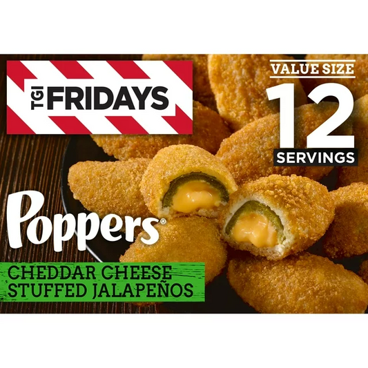 TGI Fridays Frozen Snacks & Appetizers Cheddar Cheese Stuffed Jalapeno Poppers Value Size, 32 oz Box Full Size