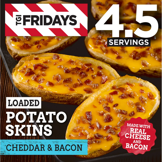 TGI Fridays Loaded Cheddar & Bacon Potato Skins Frozen Snacks & Appetizers, 13.5 oz Box