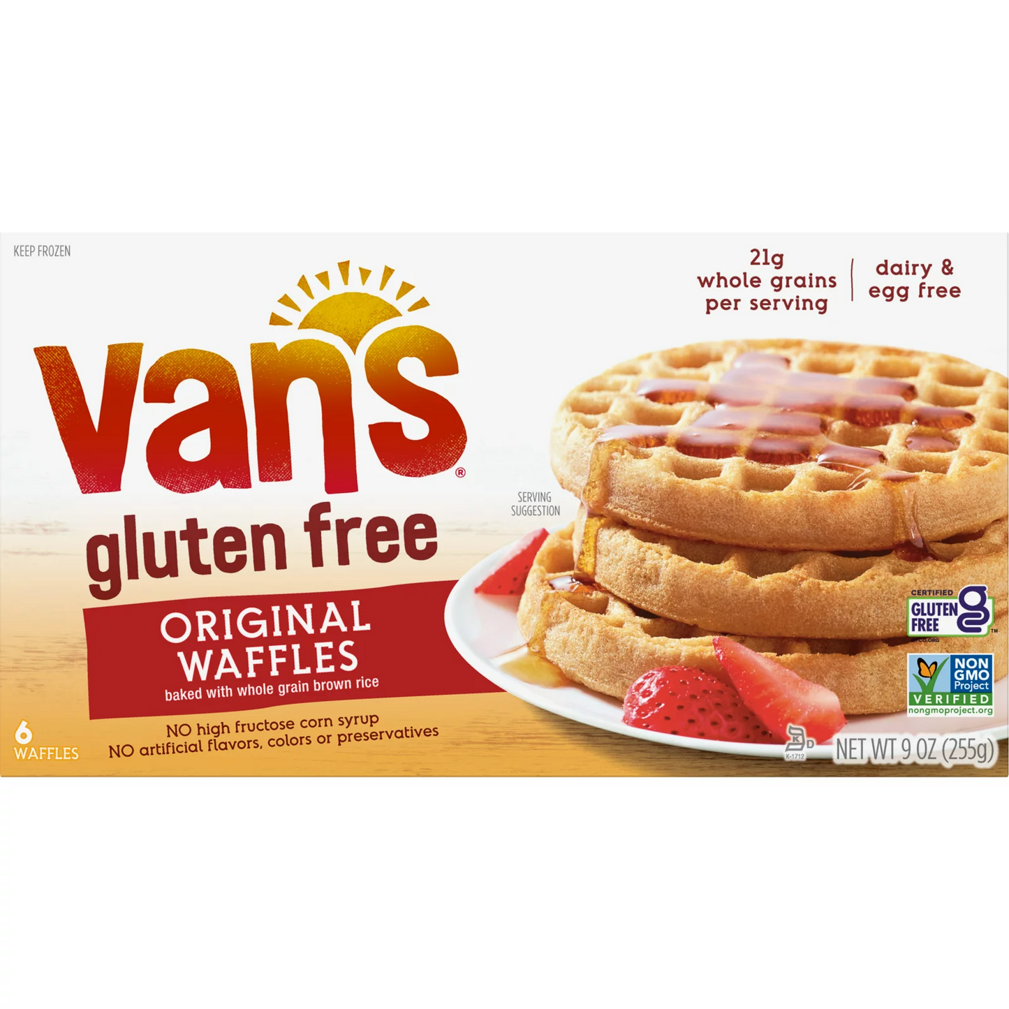 Van's Non-GMO, Gluten Free Original Waffles, 9oz, 6 Count (Frozen)