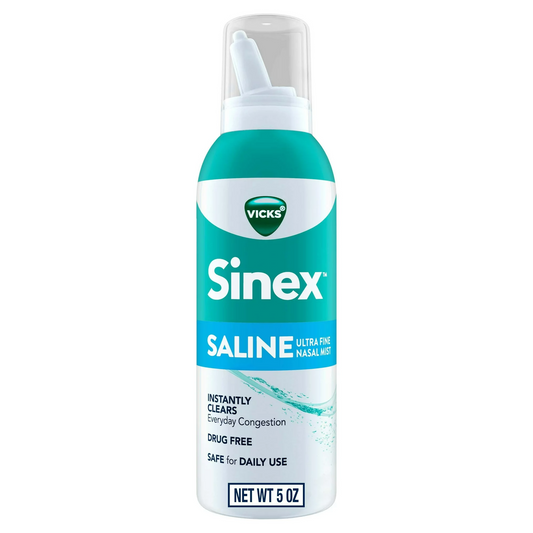 Vicks Sinex Saline Ultra Fine Nasal Mist Spray for Sinus Relief, Drug Free, 5 oz