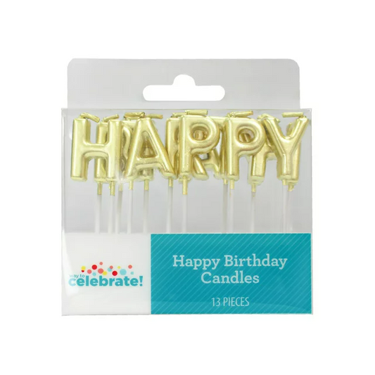 Way to Celebrate! Gold Birthday Candles, (4.25") 13 Pieces