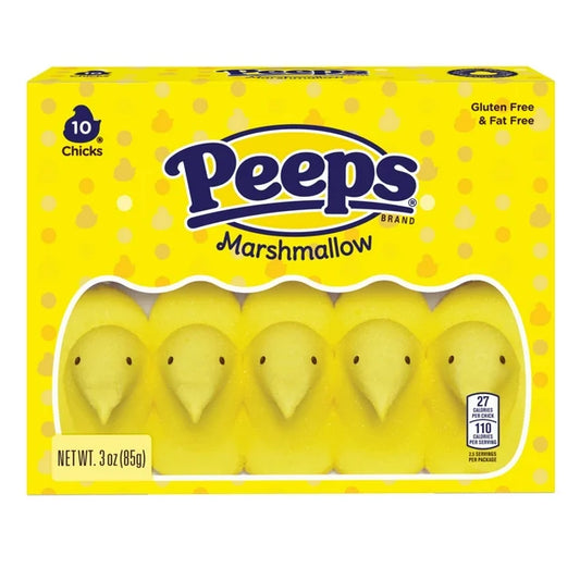 PEEPS Yellow Marshmallow Chicks, Easter Candy - 10 Count (3.0 Ounces)