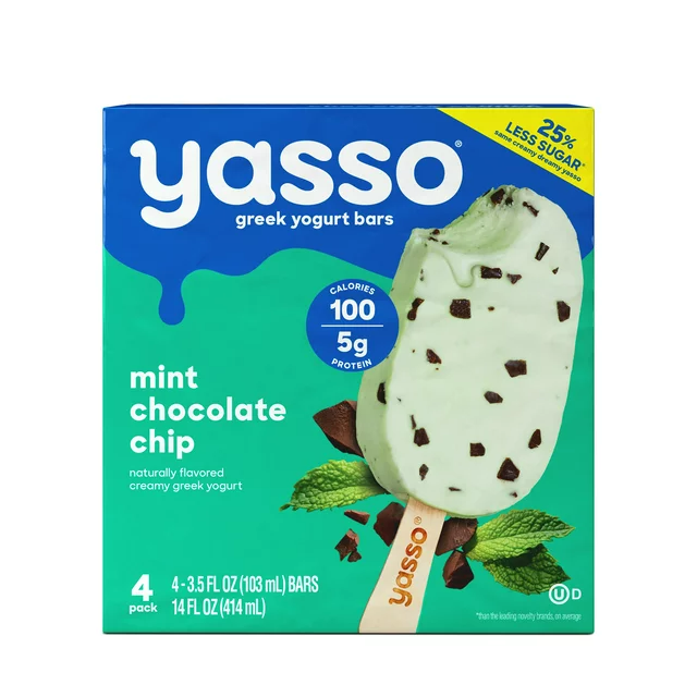 Yasso Frozen Greek Yogurt Mint Chocolate Chip Bars, 4 Count