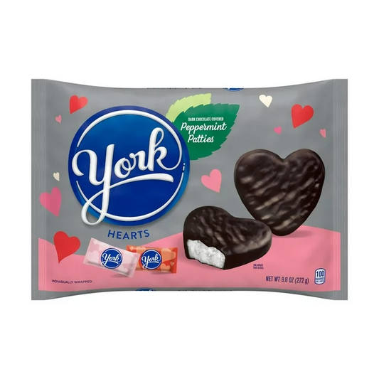 York Dark Chocolate Peppermint Patties Hearts Valentine's Day Candy, Bag 9.6 oz