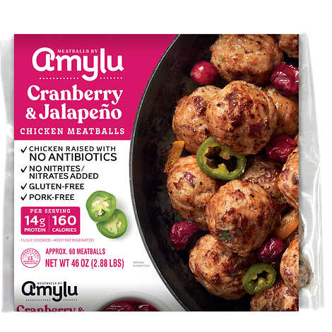 Amylu Chicken Meatballs, Cranberry and Jalapeno, 46 oz