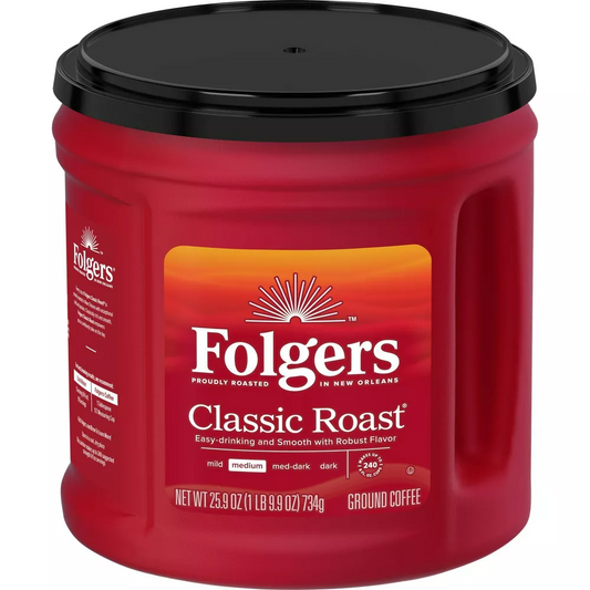 Folgers Classic Roast Ground Coffee | Medium Roast 25.9oz