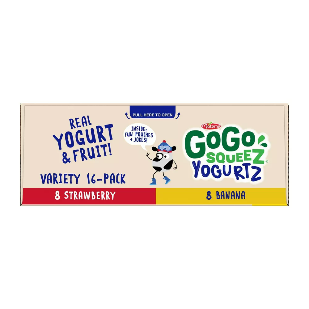 GoGo SqueeZ Strawberry, Banana YogurtZ | 16 count