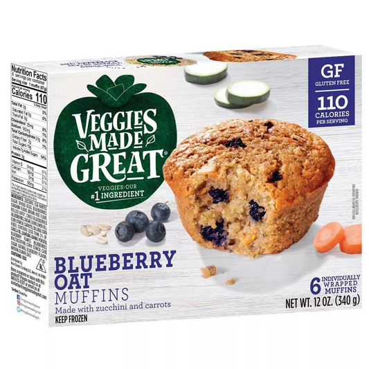 Garden Lites Gluten Free Veggies Made Great Frozen Blueberry Oat Muffins - 12oz/6ct