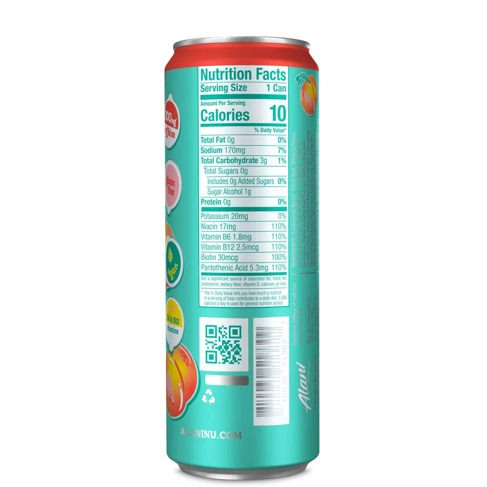 Alani Juicy Peach Energy Drink - 6pk/12 fl oz Cans