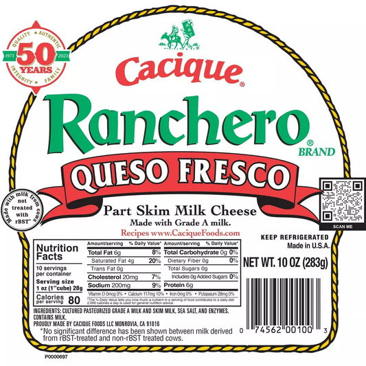 Cacique Ranchero Queso Fresco Cheese - 10oz