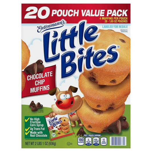 Entenmann's Little Bites Chocolate Chip Muffins, 1.65 oz, 20-Count