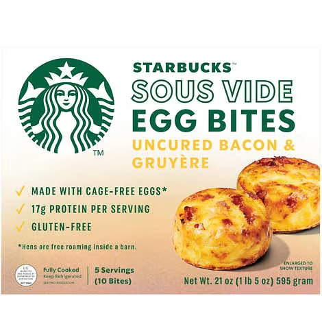 Starbucks Sous Vide Egg Bites, Bacon and Gruyere, 21 oz