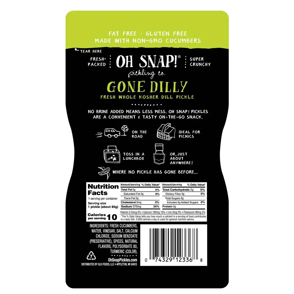 OH SNAP! Gone Dilly Whole Kosher Dill Pickle - 3 fl oz