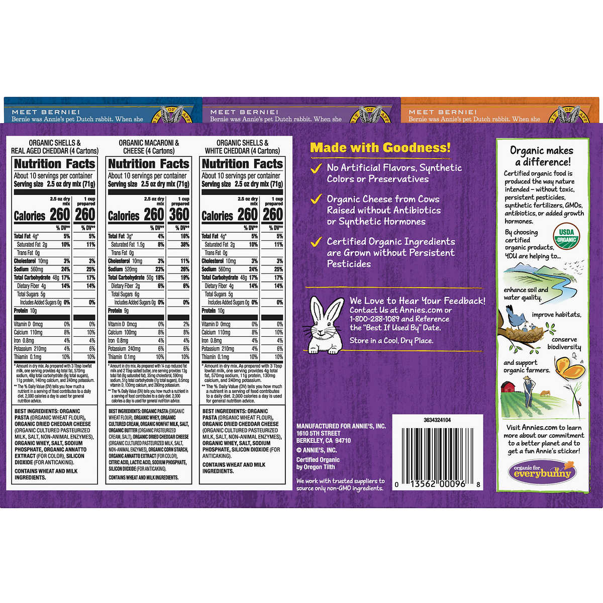 Annie's Organic Macaroni and Cheese Dinners, Variety Pack, 12 Boxes, 72 oz.
