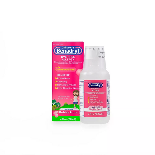 Children's Benadryl Dye-Free Allergy Relief Liquid - Bubble Gum - Diphenhydramine - 4 fl oz