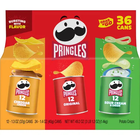 Pringles Grab & Go Potato Crisps, Variety Pack, 36 ct