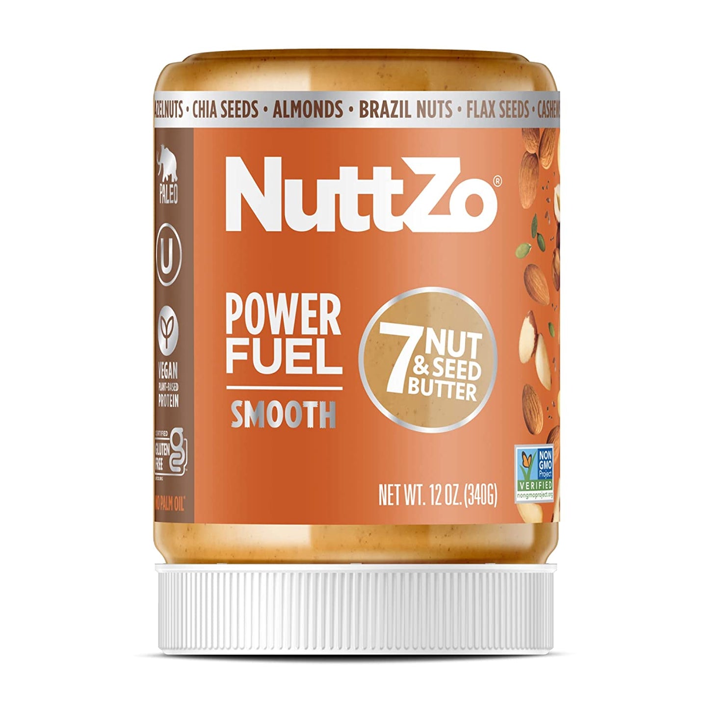 NuttZo Organic Power Fuel Smooth 7 Nut & Seed Butter Spread, 12 oz Jar