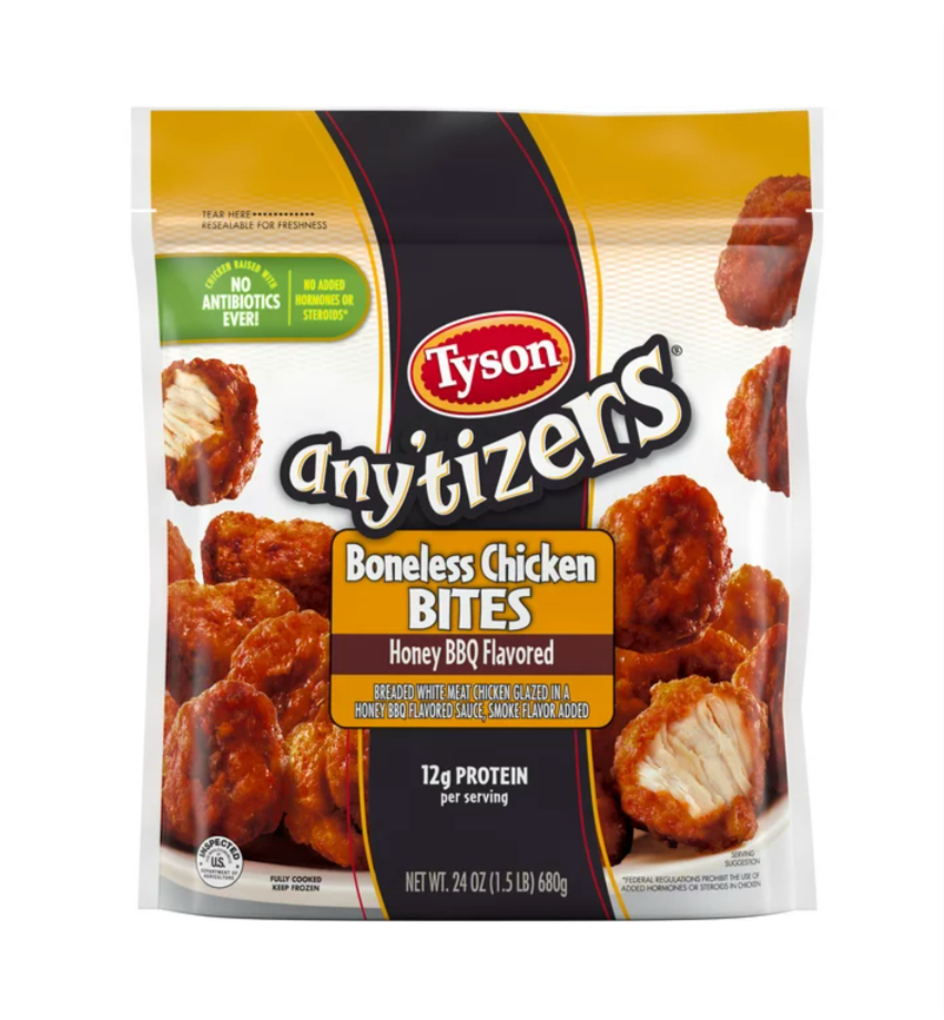 Tyson Any'tizers | Honey BBQ Boneless Chicken Bites, Frozen 1.5 lb bag