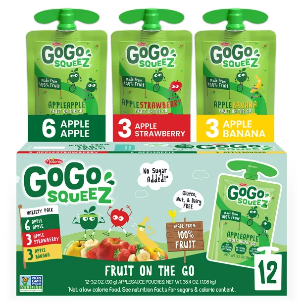 GoGo Squeez Apple, Banana, and Strawberry Pouch | 12 pack, 3.2 oz