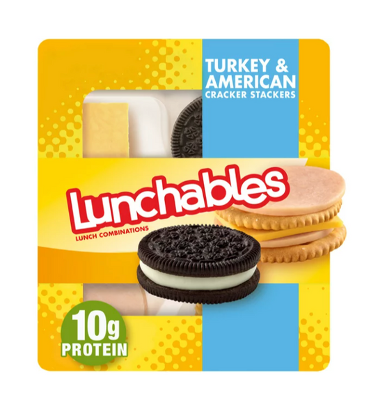 Lunchables Turkey & American Cheese Cracker Stackers with Cookies | 3.4oz Tray