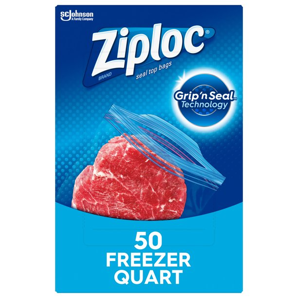 Ziploc Freezer Bags with Grip ’n Seal Technology | 50ct, quart