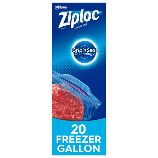 Ziploc Freezer Bags with Grip ’n Seal Technology | 20ct, gallon