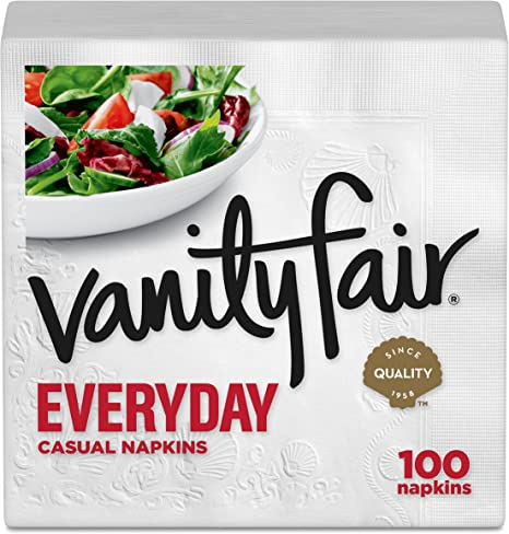 Vanity Fair Everyday Disposable Paper Napkins | White, 100 Count