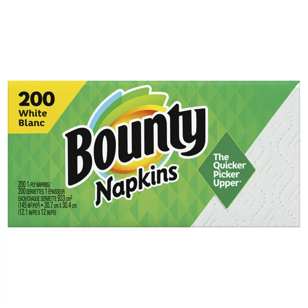 Bounty Paper Napkins | White and Print, 200ct