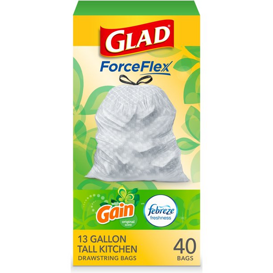 Glad ForceFlex Tall Kitchen Trash Bags | 13 Gallons, 40 Count