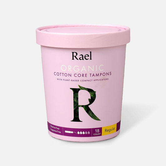 Rael Organic Cotton Tampons with Compact Applicators | Regular, 18 Count