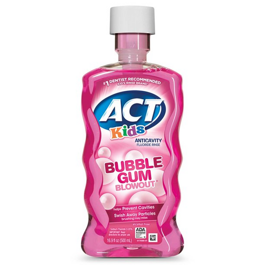 ACT Kids Anticavity Fluoride Rinse, Bubble Gum Blowout | 16.9fl oz